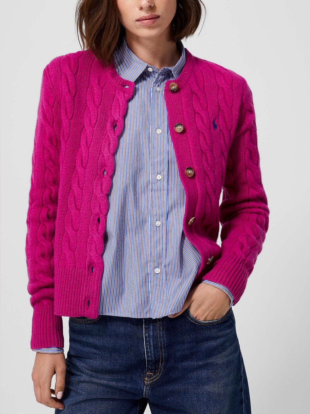 💗💗💗 Polo Ralph Lauren wool and cashmere cable-knit cardigan M